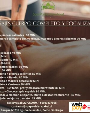 Masajes Cuerpo Completo y focalizado
