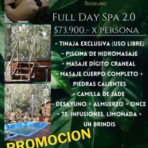 FULL DAY 2.0/ tinaja, piscina, masaje comp + piedras, digito, jade, brindis